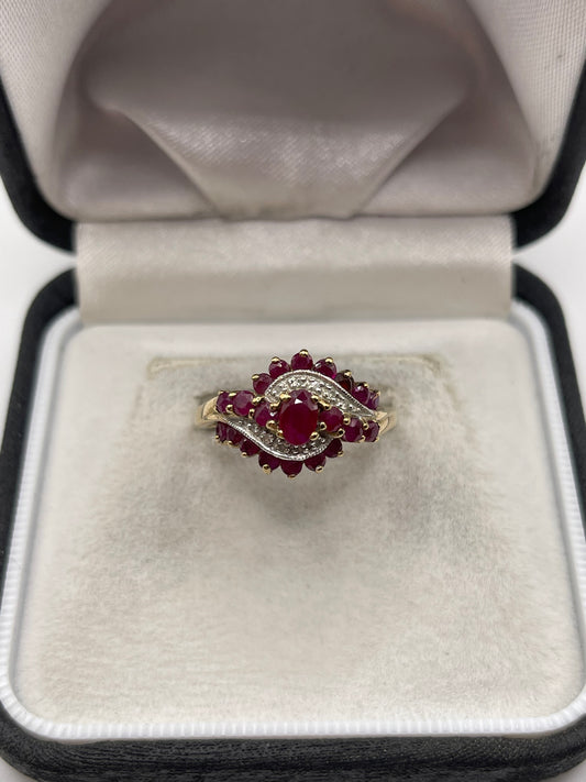 9ct gold ruby and diamond ring
