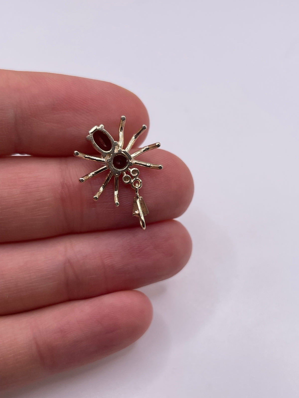 9ct gold garnet and diamond spider pendant