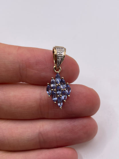 9ct gold tanzanite and diamond pendant