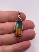 Load image into Gallery viewer, 14ct gold ammolite and diamond pendant
