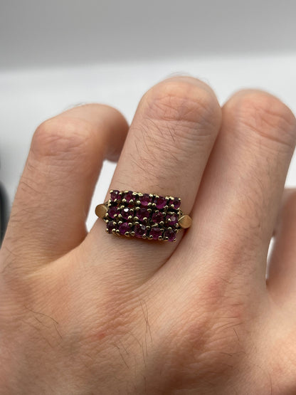 9ct gold ruby cluster ring