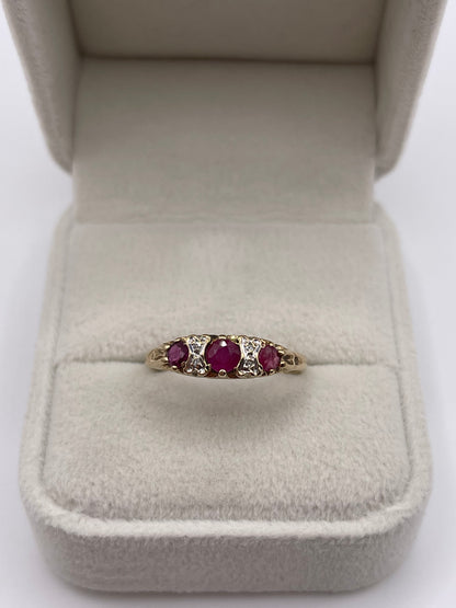 9ct gold ruby and diamond ring