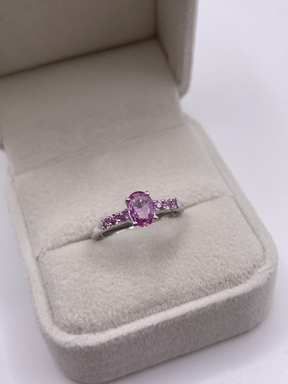 9ct white gold pink sapphire ring