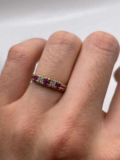 9ct gold ruby and diamond ring