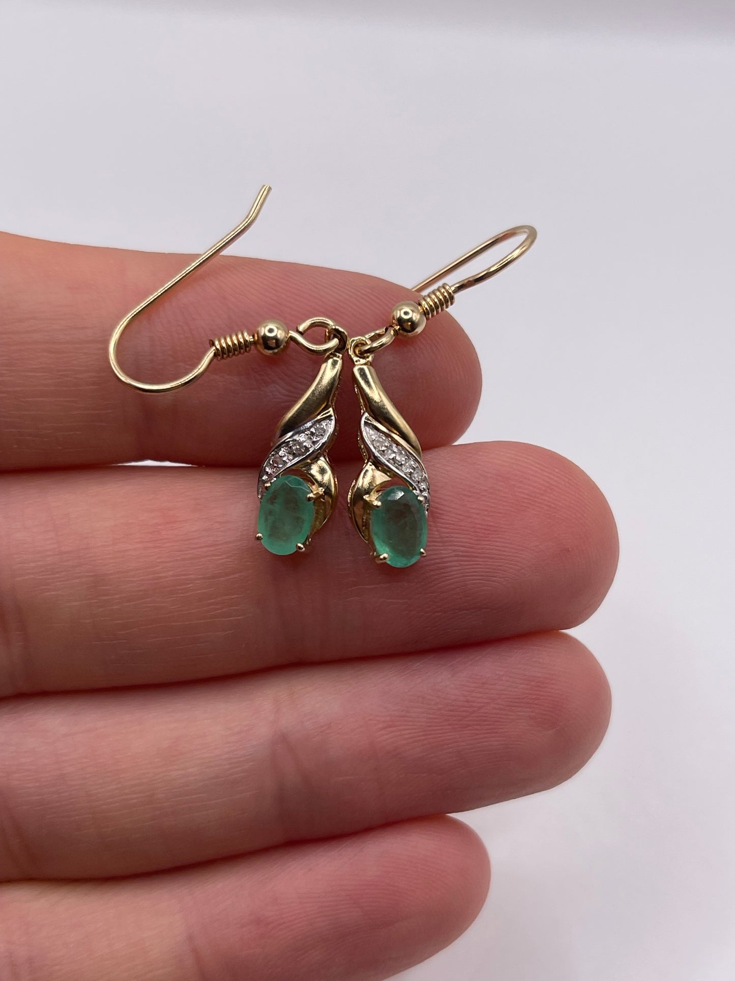 9ct gold emerald and diamond earrings