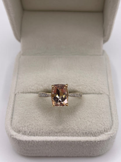 9ct gold morganite and diamond ring