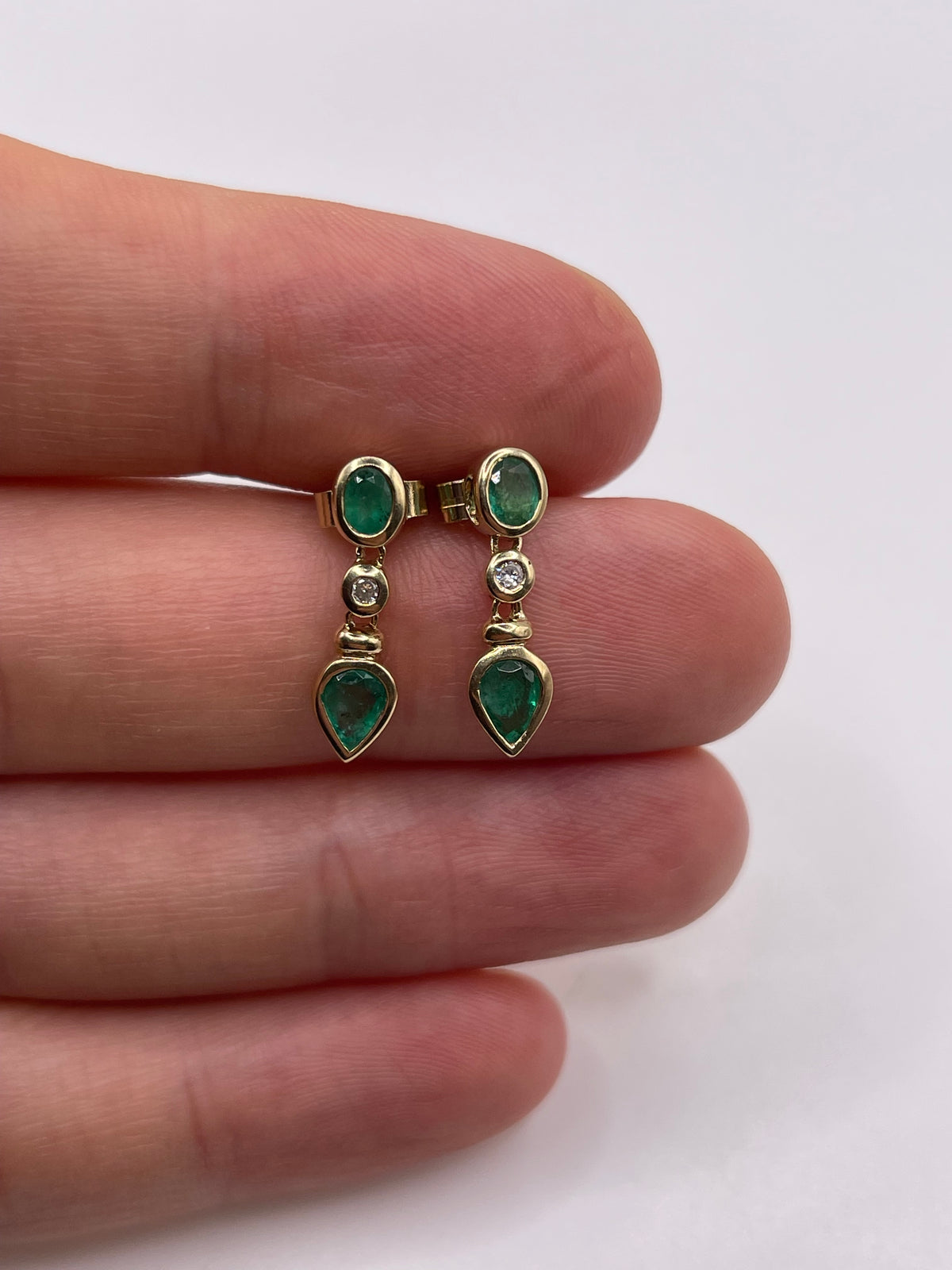 9ct gold emerald and diamond earrings