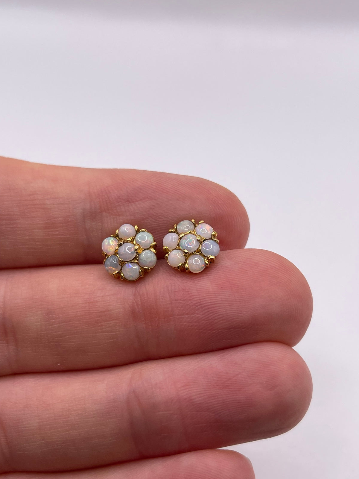 9ct gold opal cluster earrings