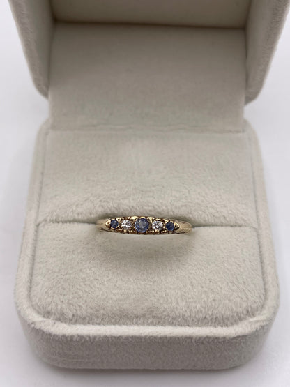 9ct gold sapphire and diamond ring