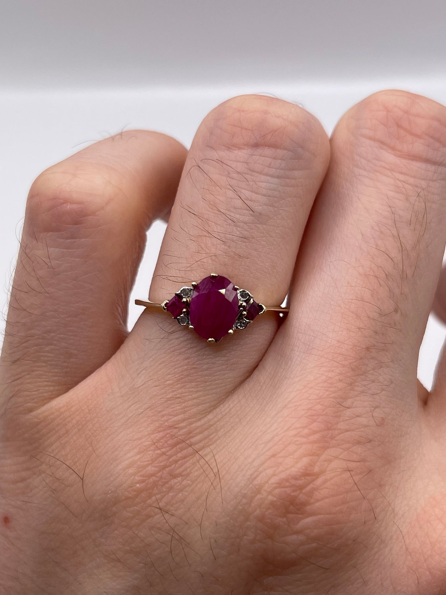 9ct gold ruby and diamond ring