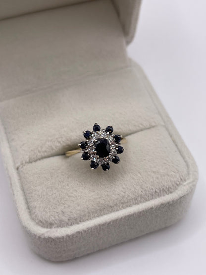 9ct gold sapphire and diamond ring
