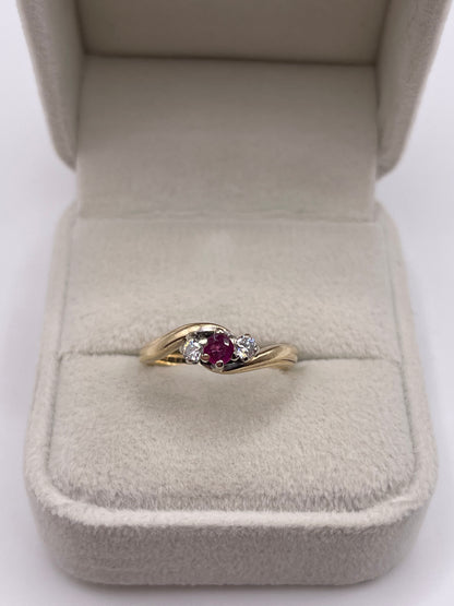 9ct gold ruby and diamond ring