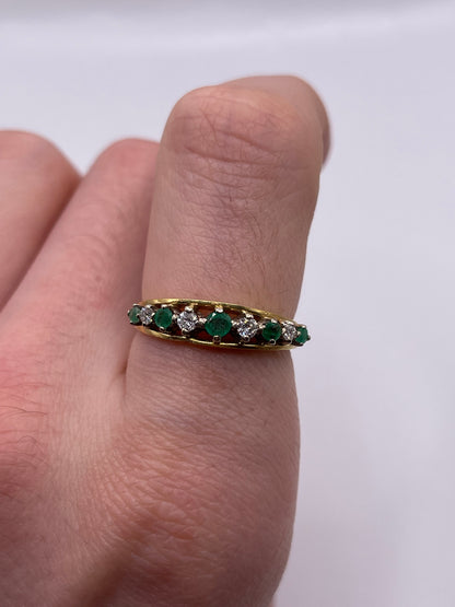 18ct gold emerald and diamond ring