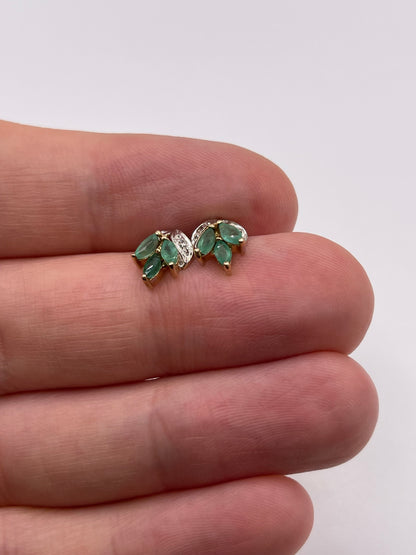 9ct gold emerald and diamond earrings