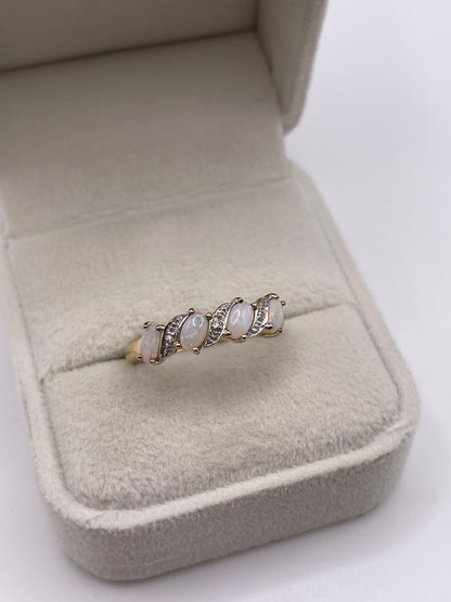 9ct gold opal and diamond ring