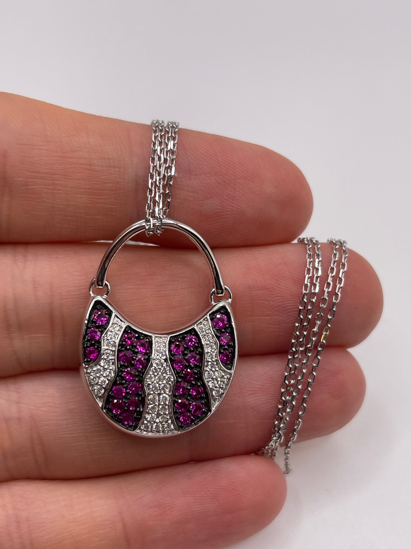 18ct white gold ruby and diamond necklace