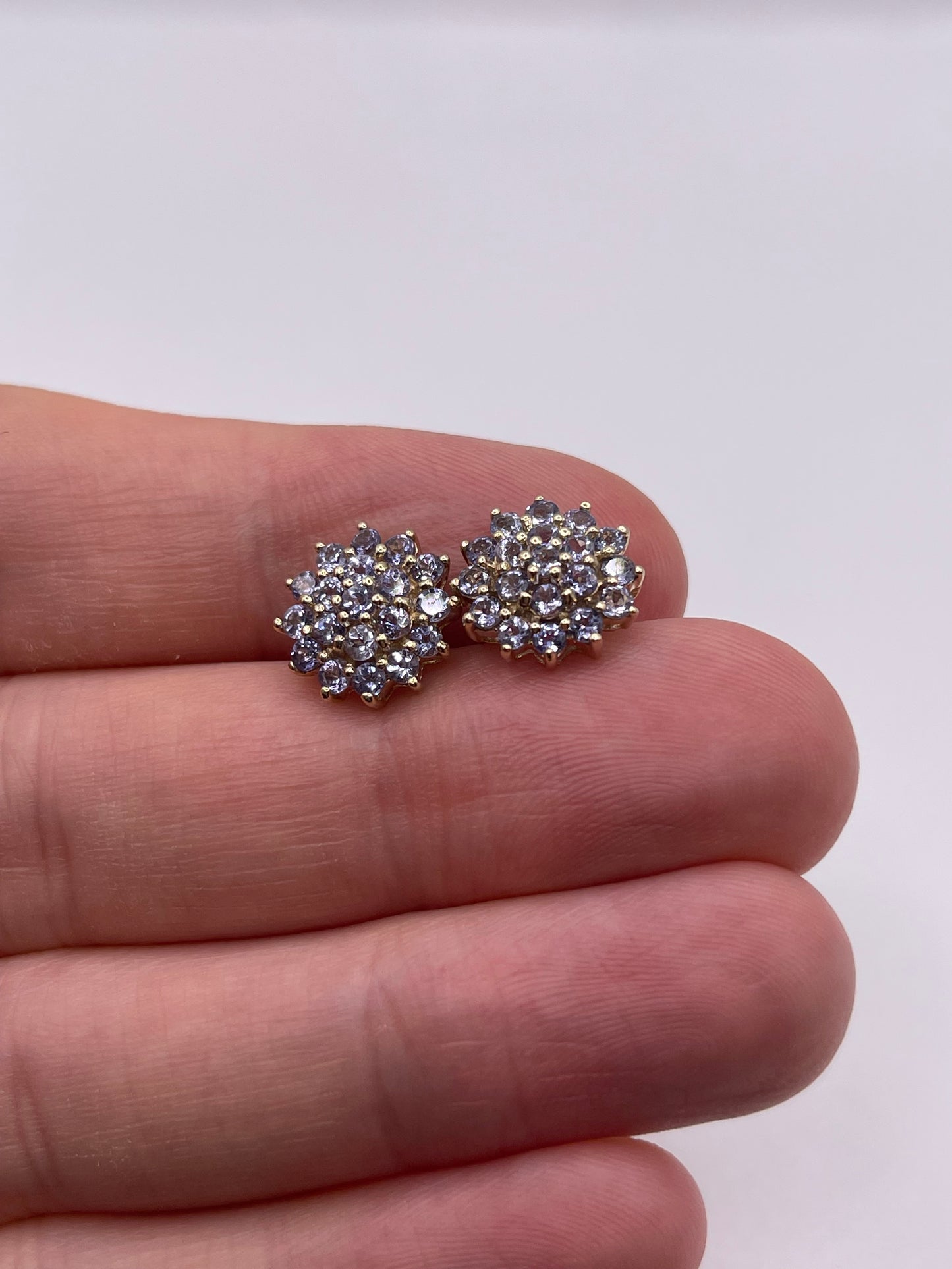 9ct gold tanzanite cluster earrings