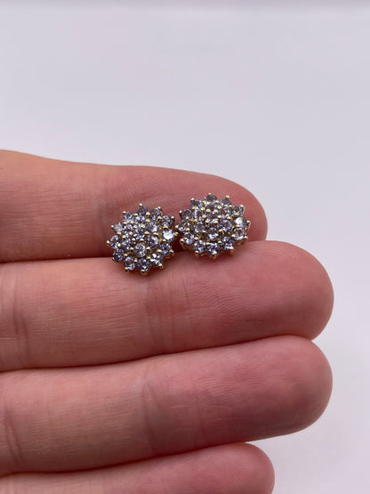 9ct gold tanzanite cluster earrings