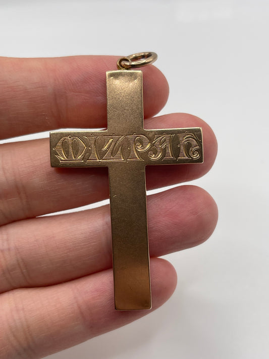 9ct rose gold mizpah cross pendant