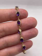 Load image into Gallery viewer, 9ct gold amethyst bracelet
