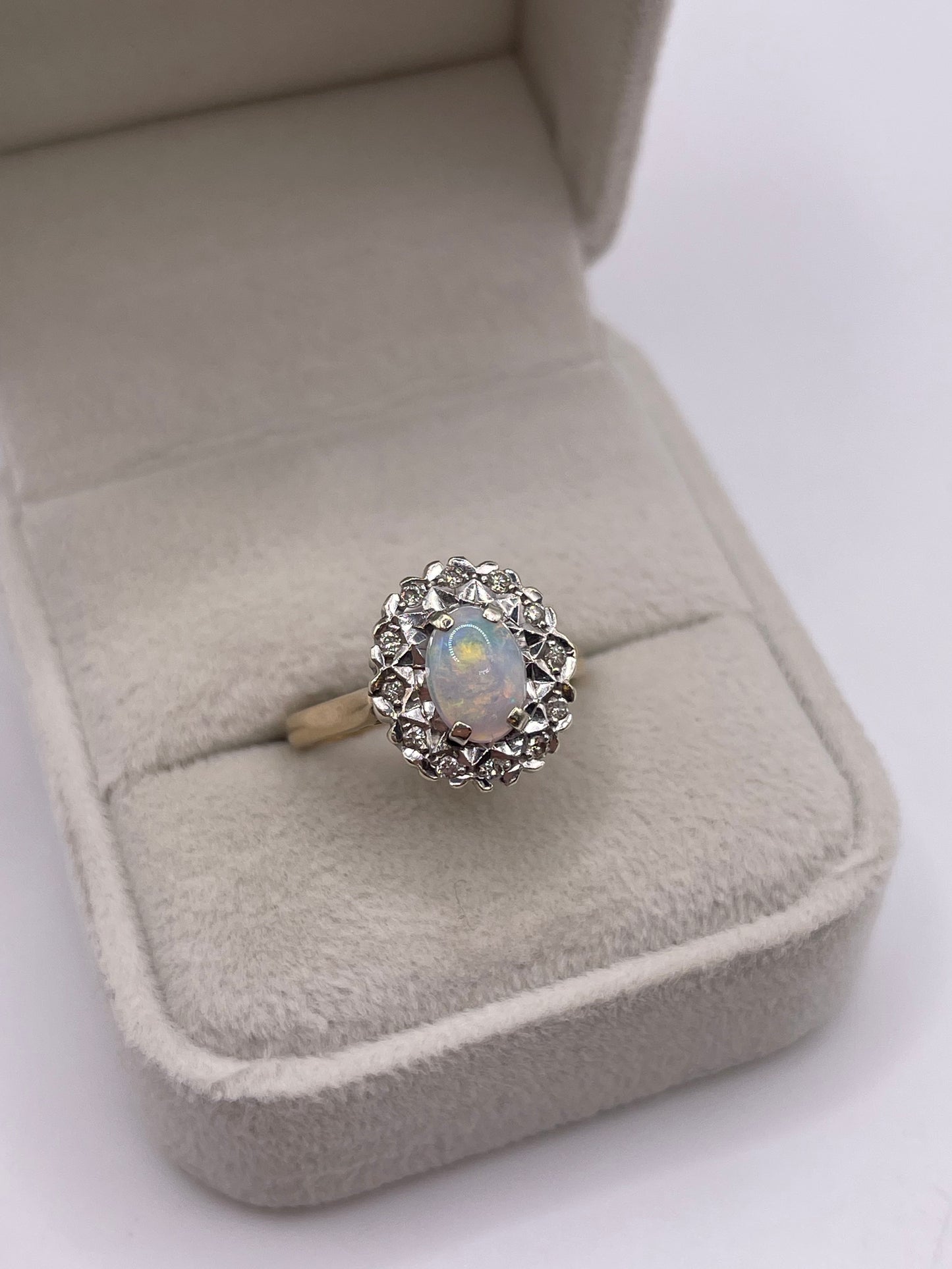 9ct gold opal and diamond ring