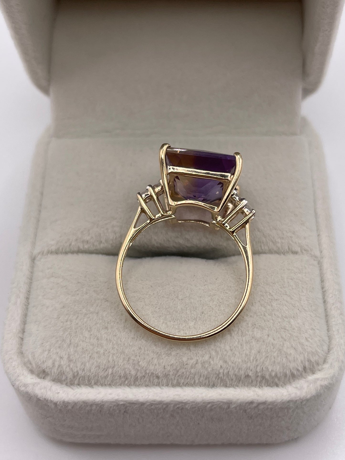 9ct gold ametrine and zircon ring