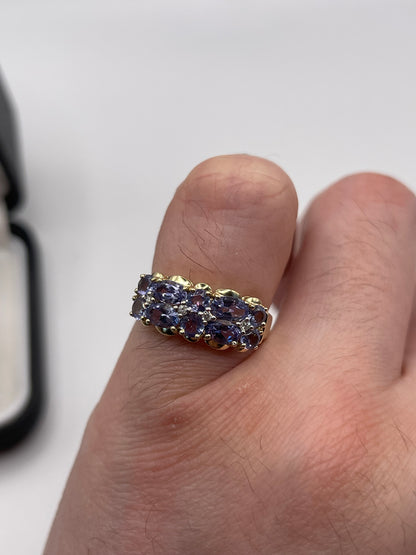 9ct gold tanzanite cluster ring