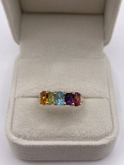9ct gold multi gemstone ring