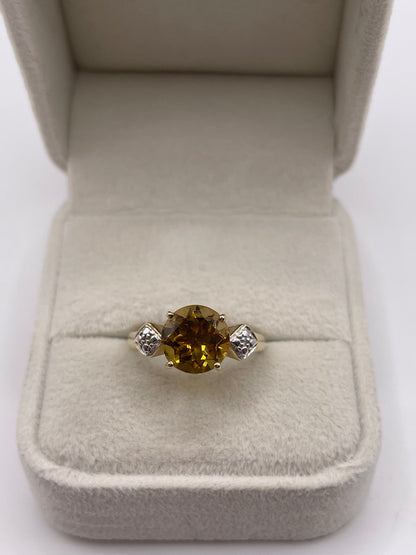 9ct gold citrine and diamond ring
