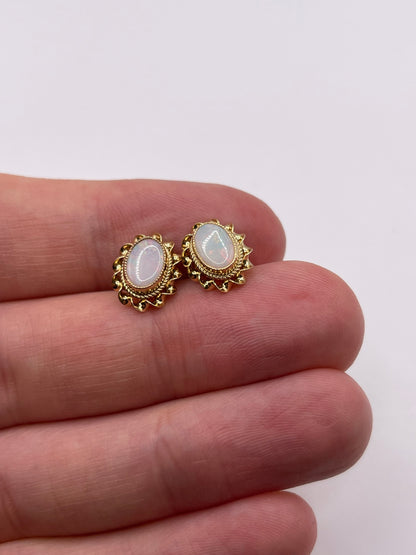 9ct gold opal earrings