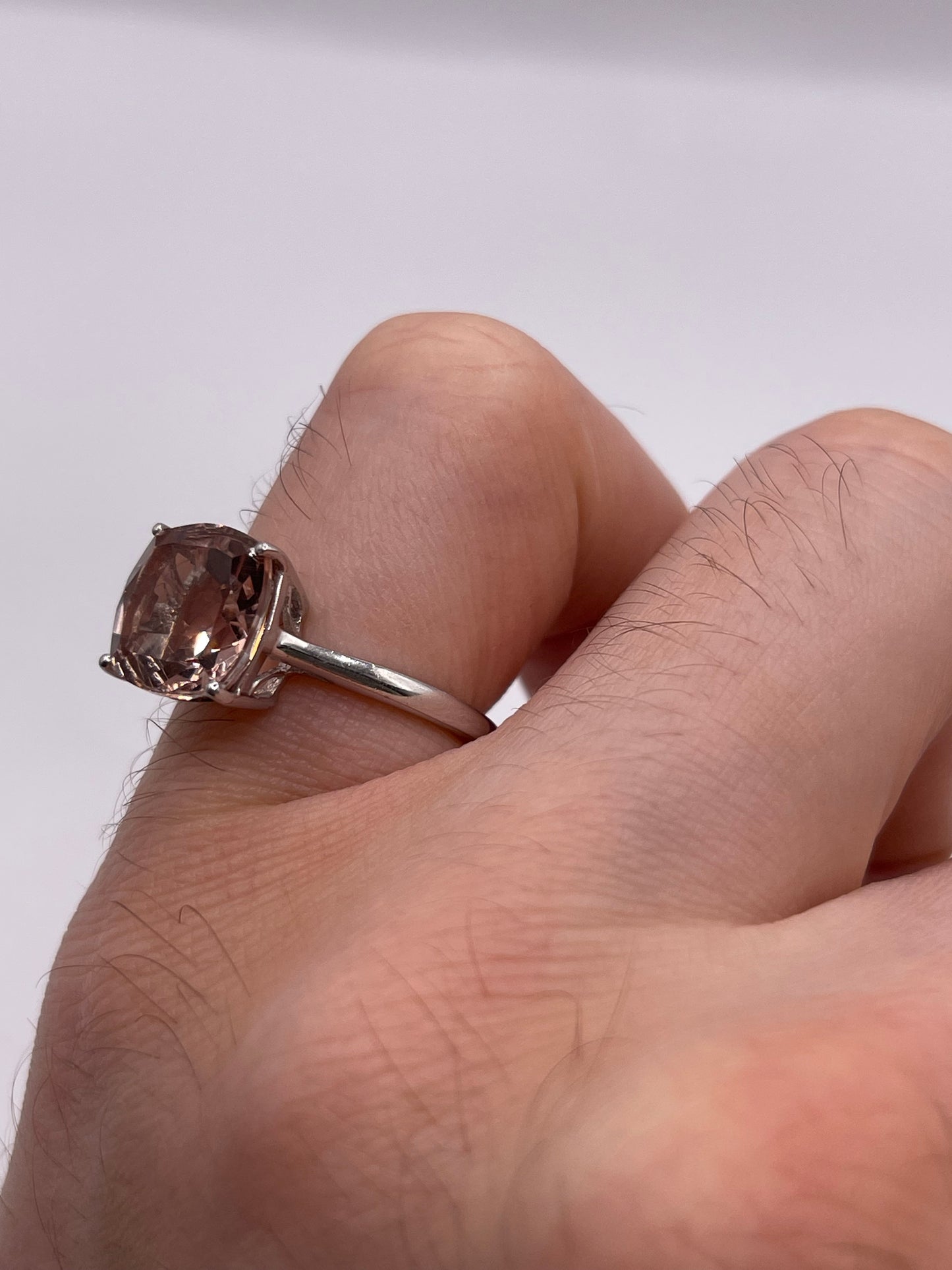 Silver morganite ring