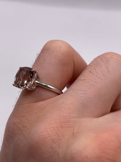 Silver morganite ring