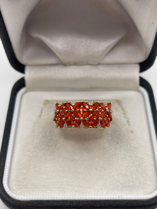 14ct gold fire opal and zircon ring