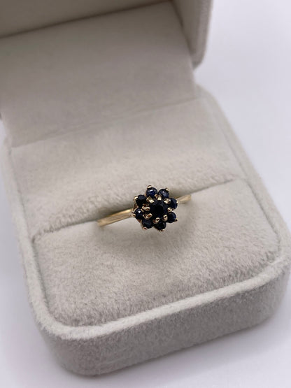 9ct gold sapphire cluster ring