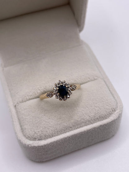 9ct gold sapphire and diamond ring