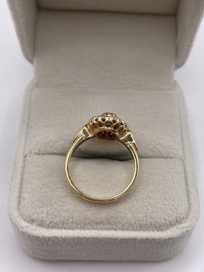 14ct gold sapphire, enamel and diamond ring