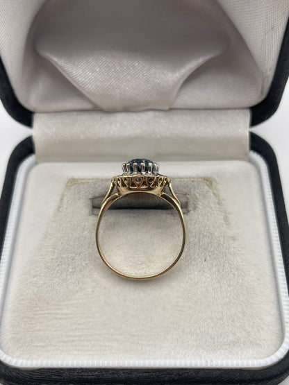 9ct gold blue topaz and diamond ring