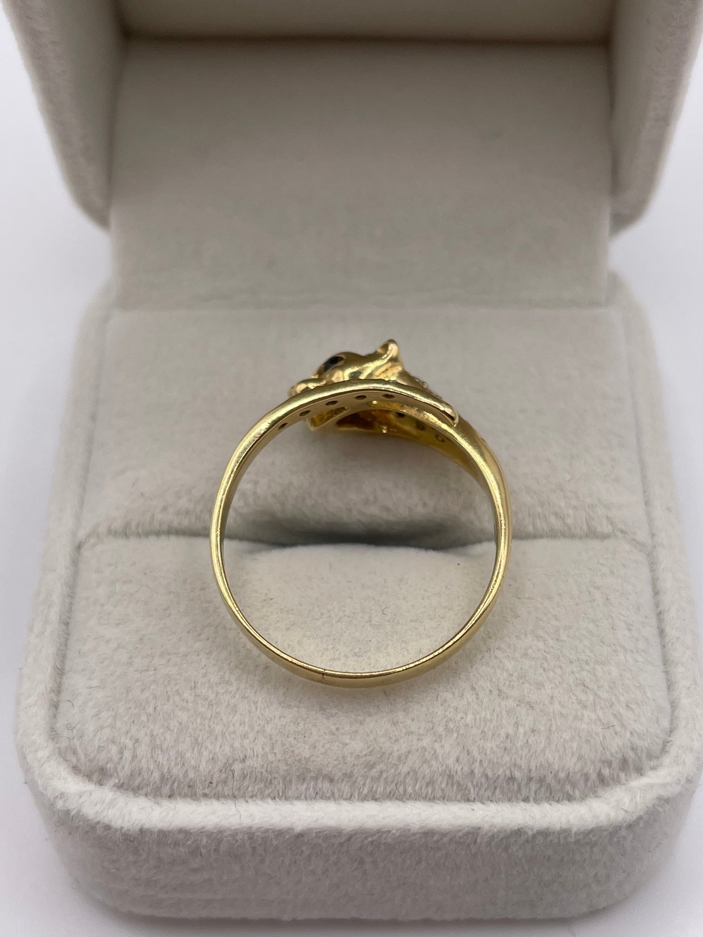 18ct gold sapphire and cz panther ring