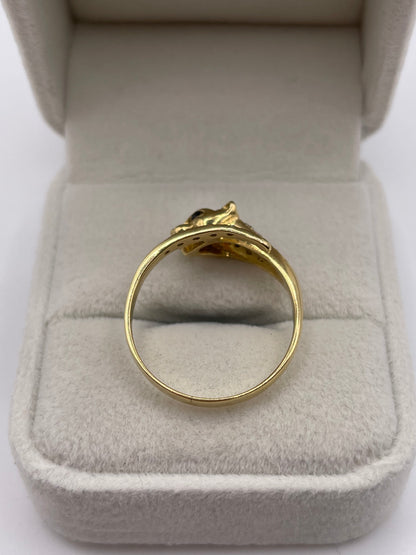 18ct gold sapphire and cz panther ring