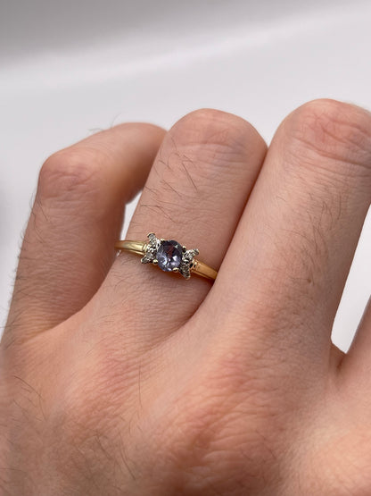 9ct gold tanzanite and diamond ring