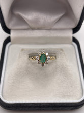 Load image into Gallery viewer, 9ct gold emerald and cz ring
