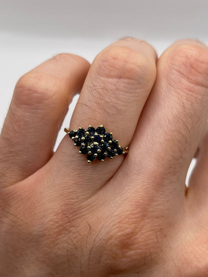 9ct gold sapphire cluster ring