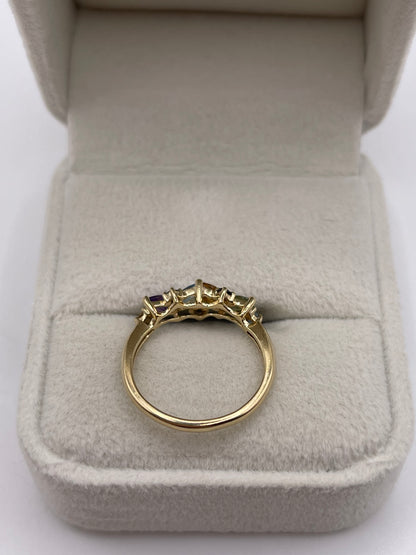 9ct gold multi gemstone ring