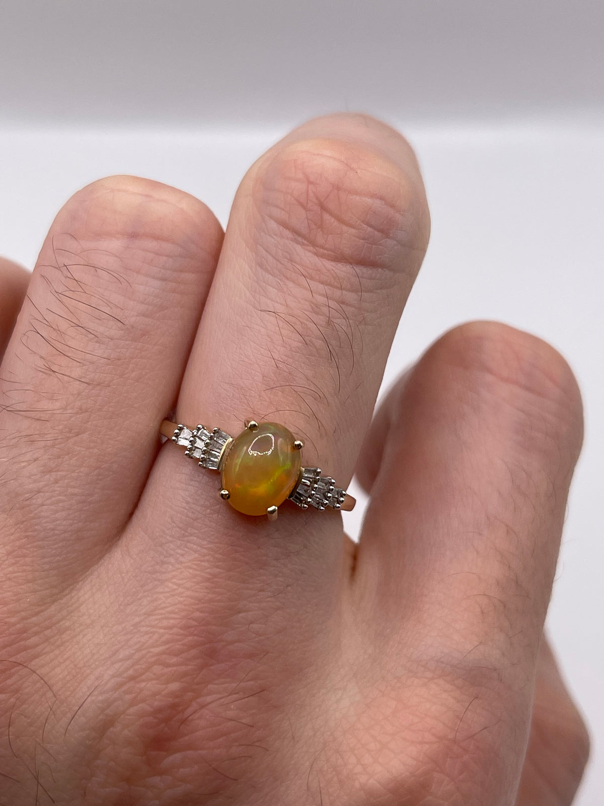 9ct gold opal and diamond ring