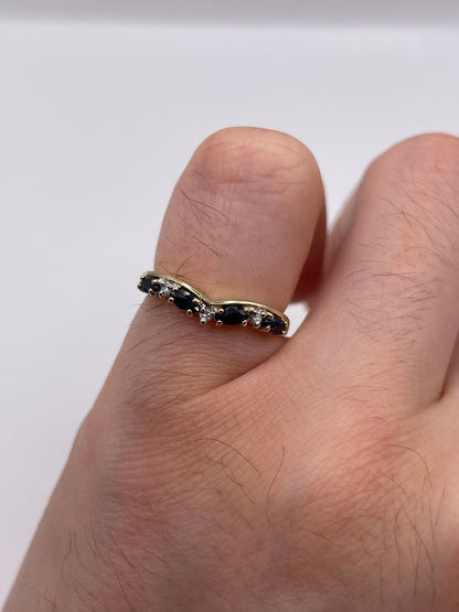 9ct gold sapphire and diamond wishbone ring