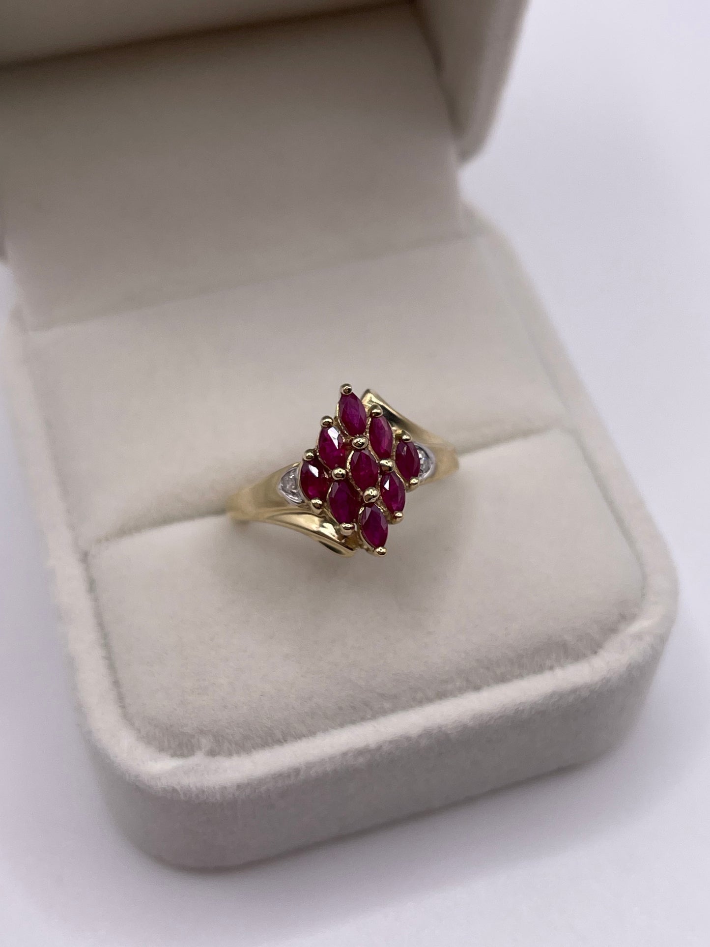 9ct gold ruby and diamond ring