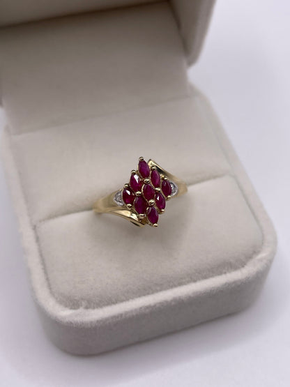 9ct gold ruby and diamond ring