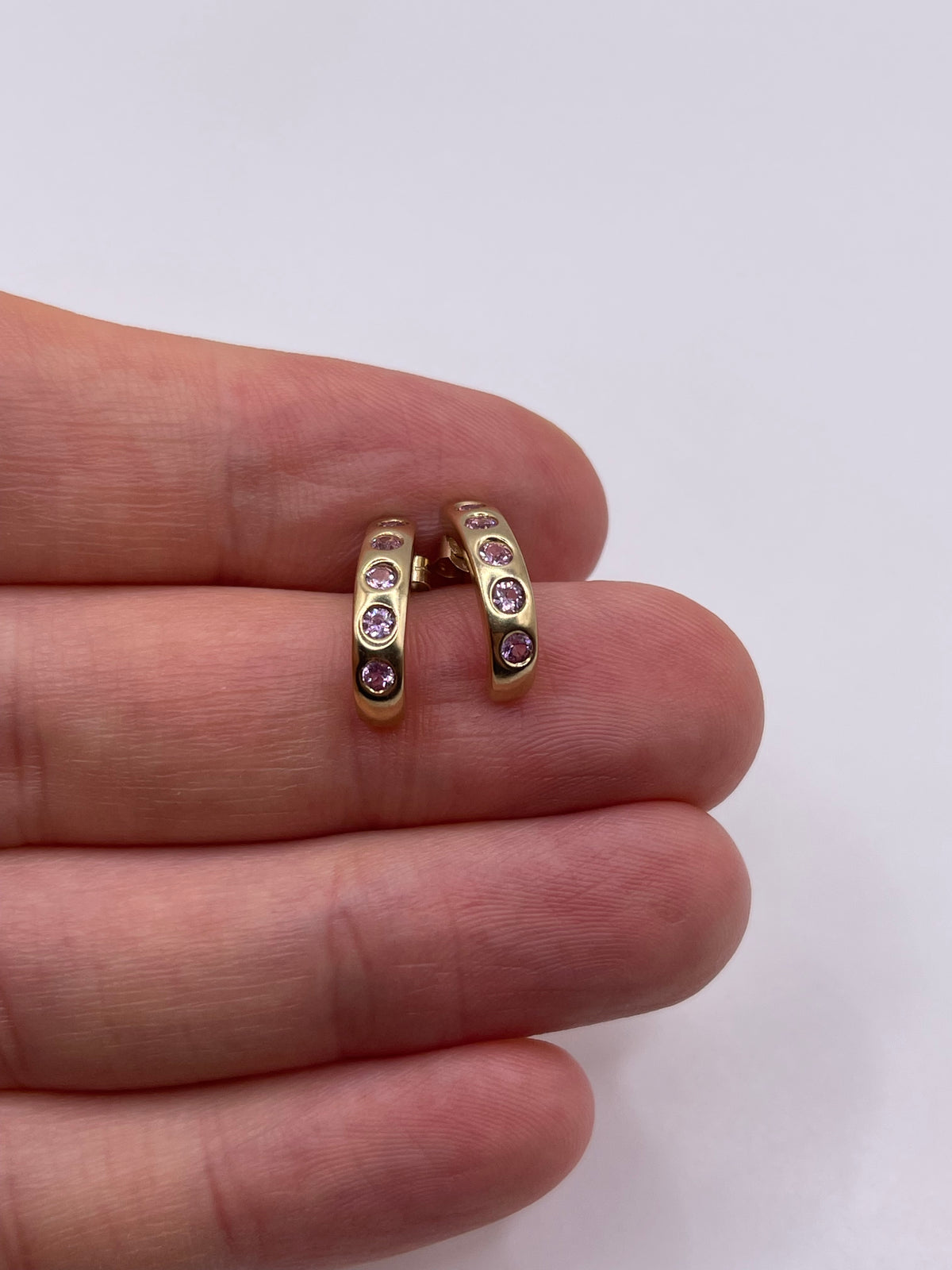 9ct gold pink topaz earrings