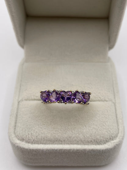 9ct gold amethyst and diamond ring