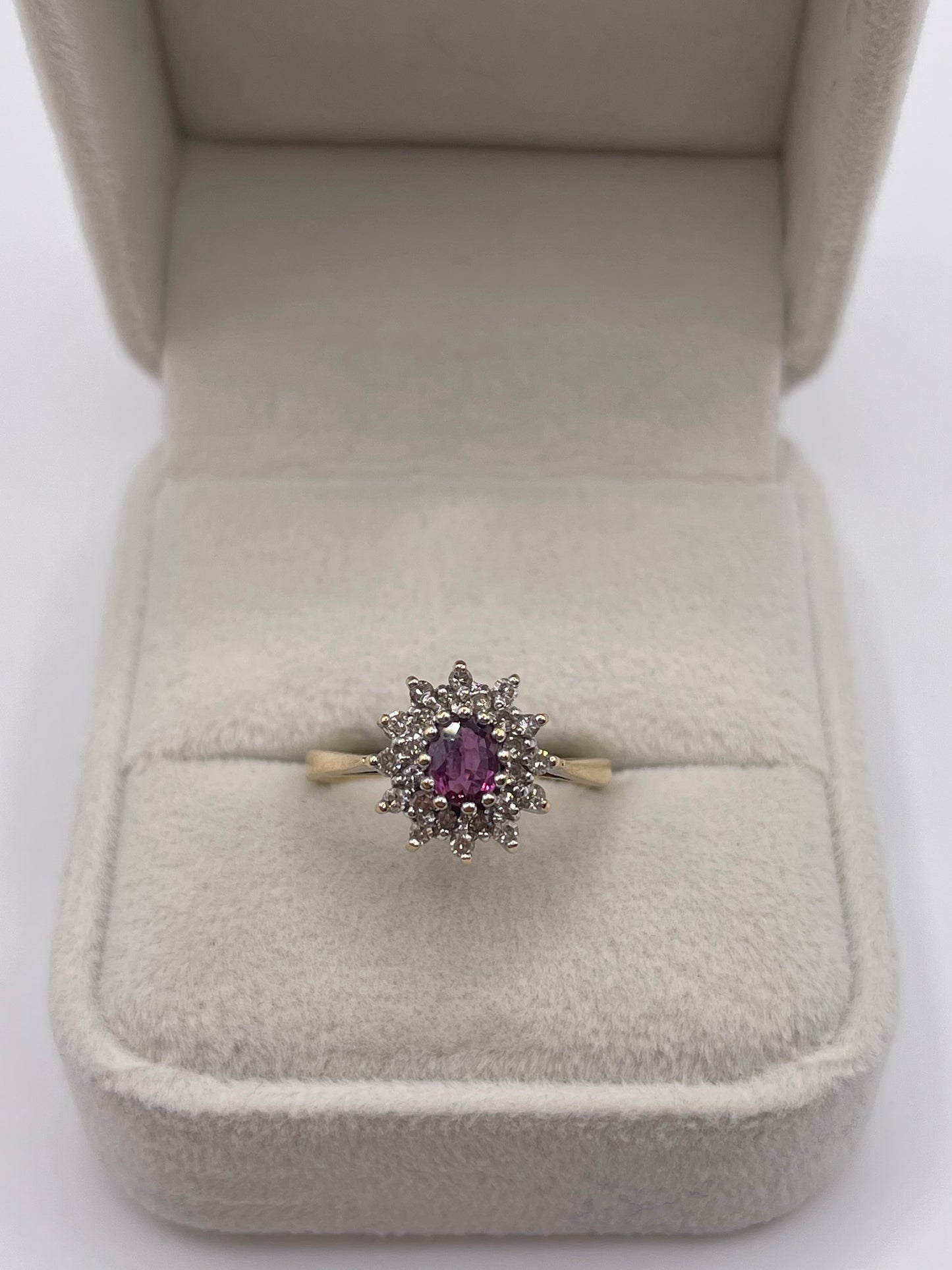 9ct gold ruby and diamond ring